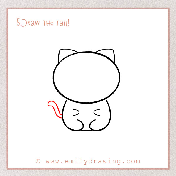 How to Draw a Cat - Step 5 – Draw the tail!