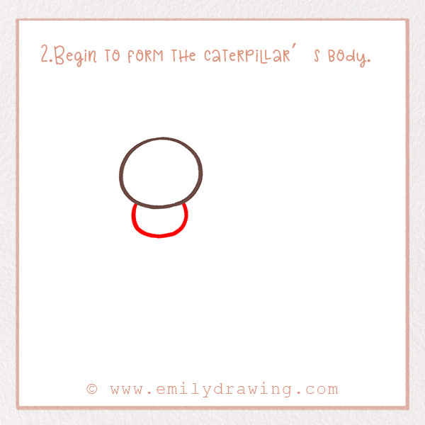 How to Draw a Caterpillar - Step 2 – Begin to form the caterpillar’s body.