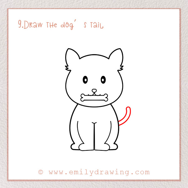 How to Draw a Dog - Step 9 – Draw the dog’s tail.