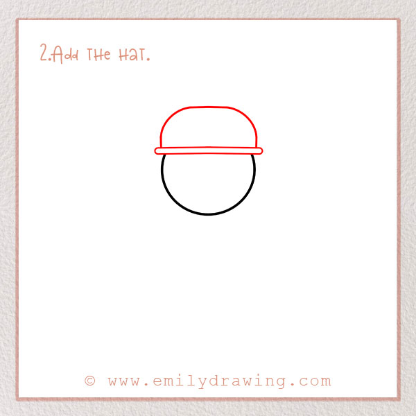 How to Draw a Firefighter - Step 2 – Add the hat.