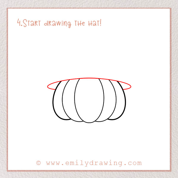 How To Draw a Halloween Pumpkin - Step 4 – Start drawing the hat!