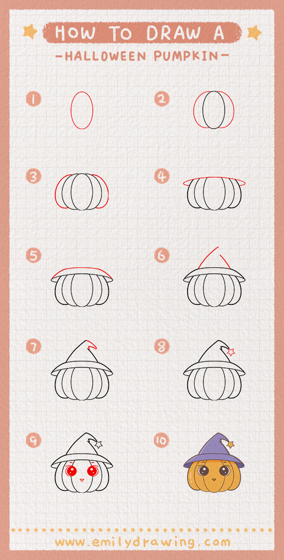 Preview of step by step halloween pumpkins tutorial 