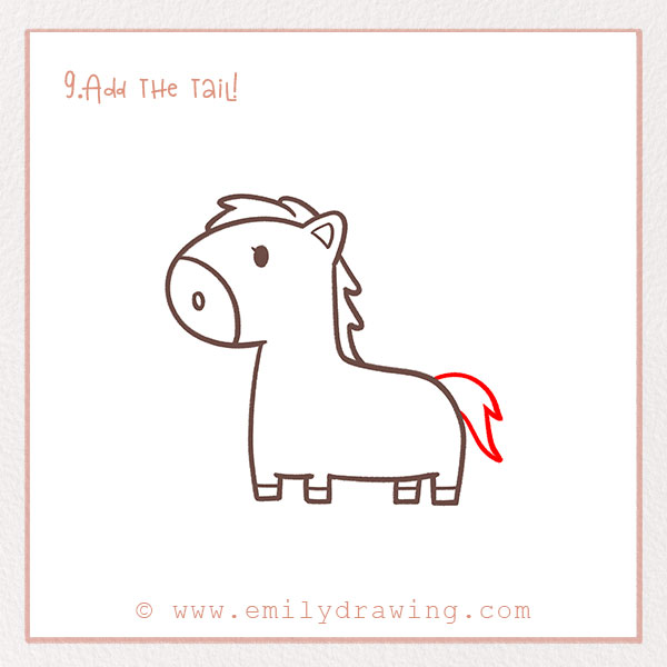 How to Draw a Horse - Step 9 – Add the tail!