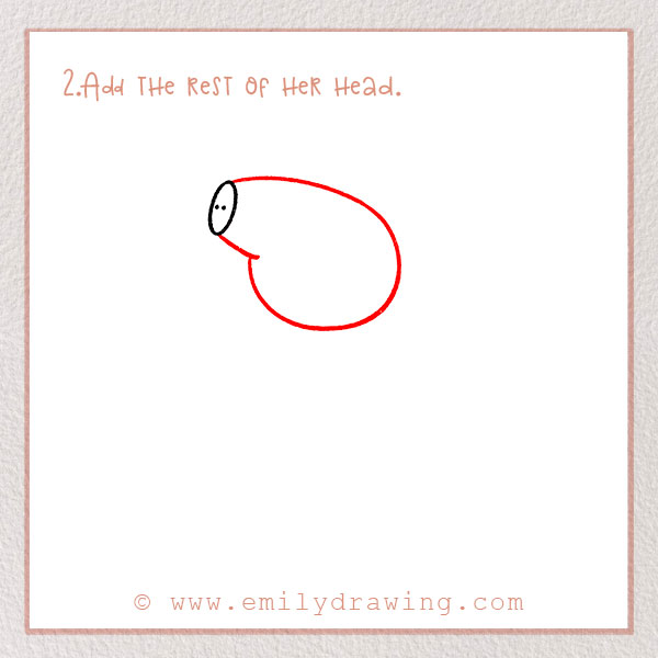 How to Draw Peppa Pig - Step 2 – Add the rest of her head.