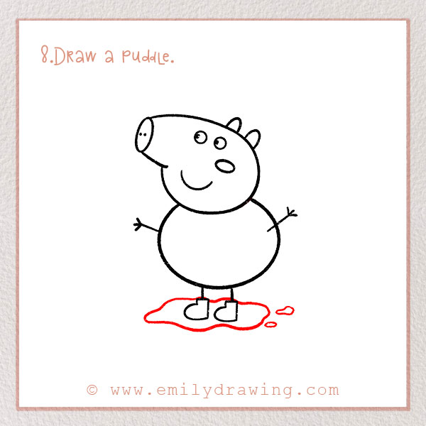 How to Draw Peppa Pig - Step 8 – Draw a puddle.