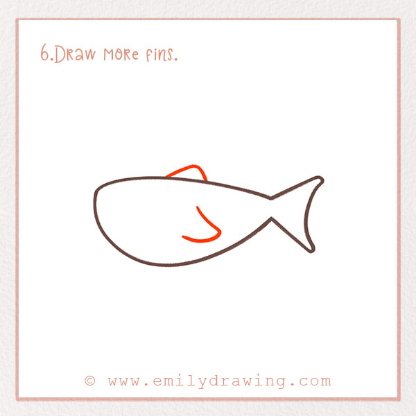 How to Draw a Shark - Step 6 – Draw more fins.