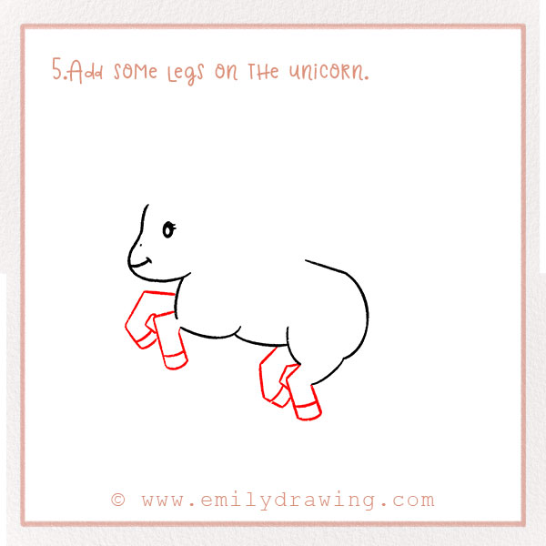 How To Draw a Unicorn - Step 5 - Add some legs on the unicorn. 