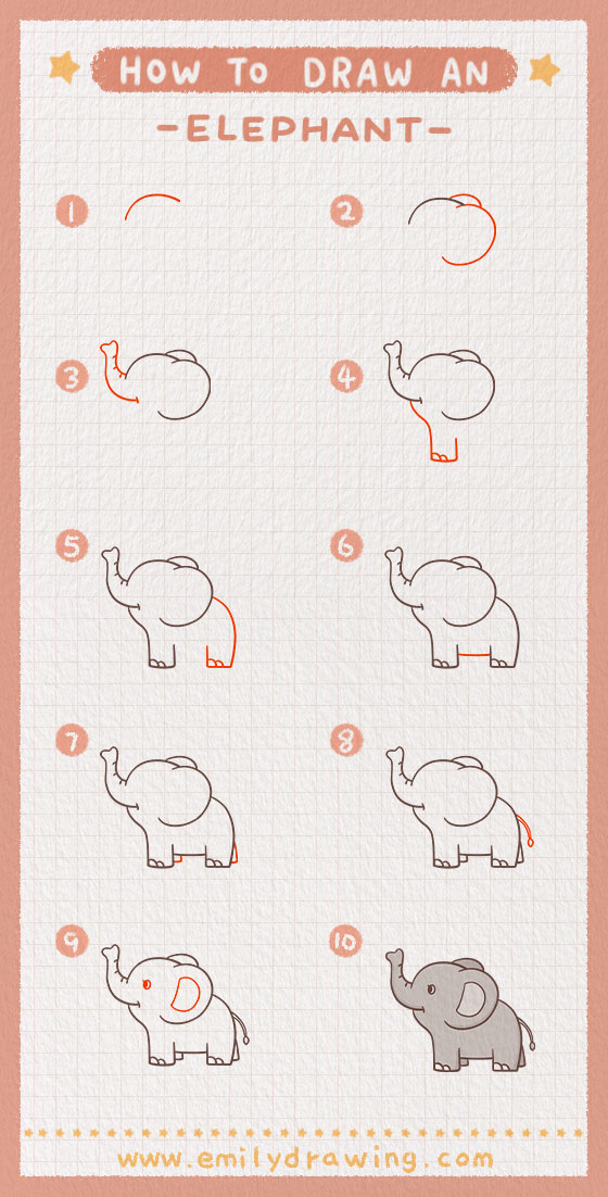 Preview of step by step elephant tutorial