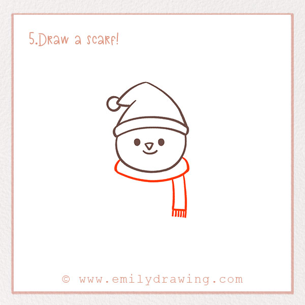 How to Draw a Snowman - Step 5 – Draw a scarf!