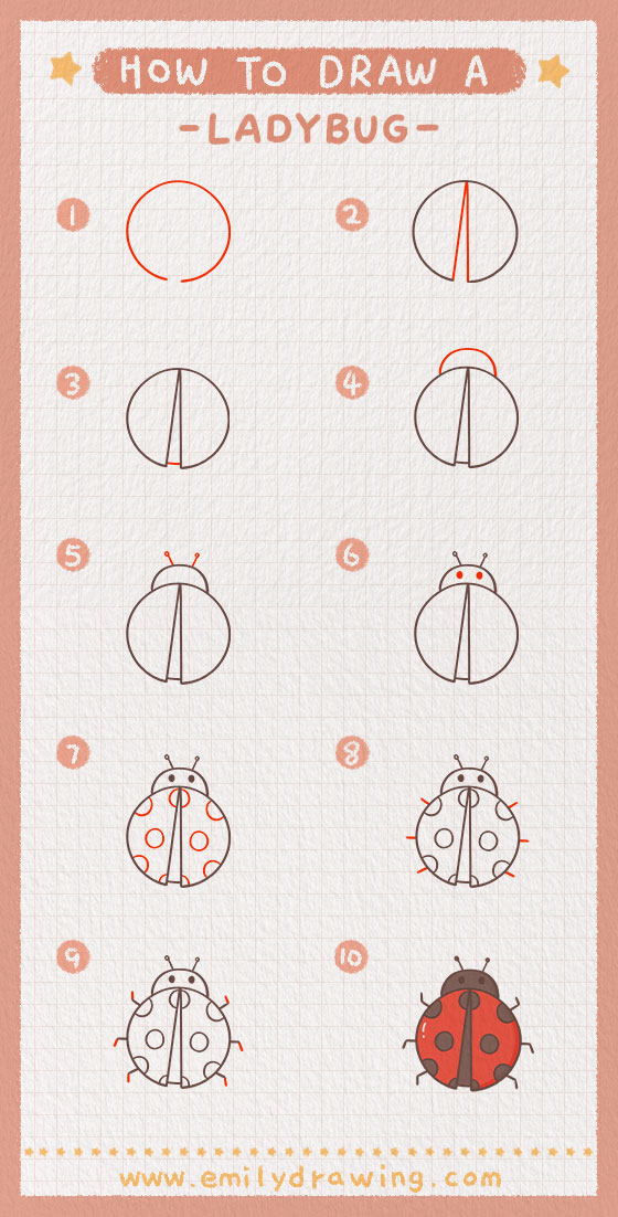 Preview of step by step ladybug tutorial