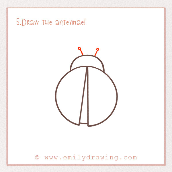 How to Draw a Ladybug - Step 5 – Draw the antennae!