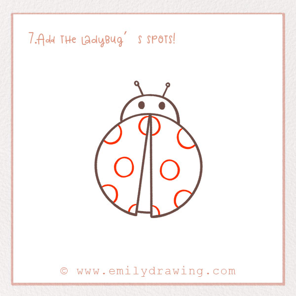 How to Draw a Ladybug - Step 7 –  Add the ladybug’s spots!