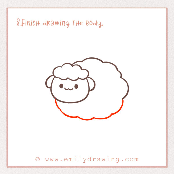 How to Draw a Sheep - Step 8 – Finish drawing the body.