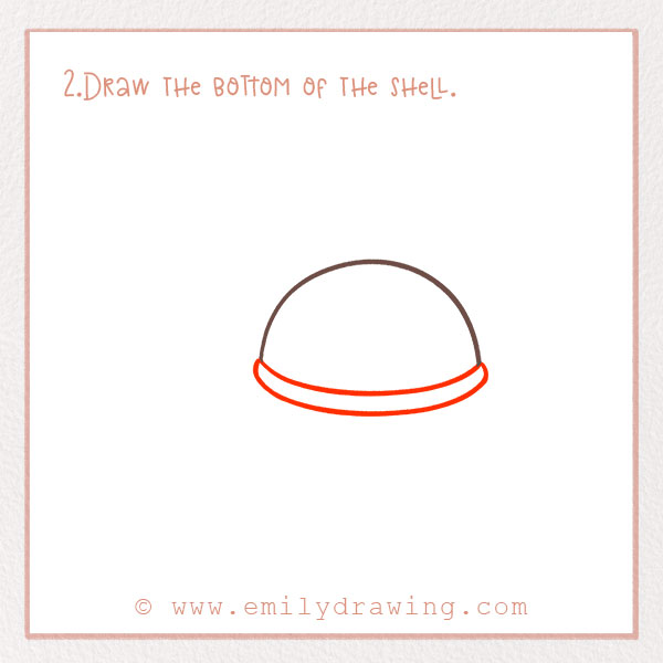 How to Draw a Turtle - Step 2 – Draw the bottom of the shell.