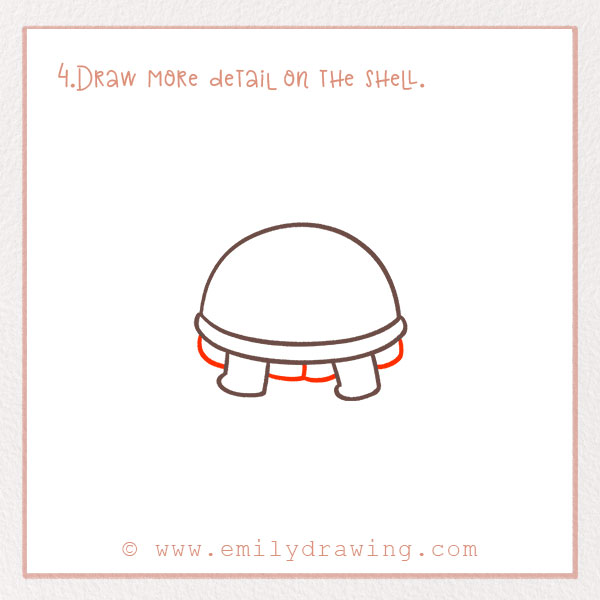 How to Draw a Turtle - Step 4 – Draw more detail on the shell.