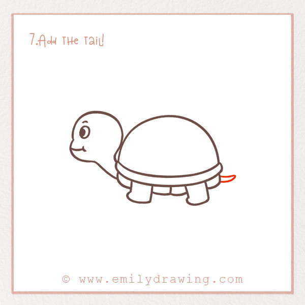 How to Draw a Turtle - Step 7 –  Add the tail!