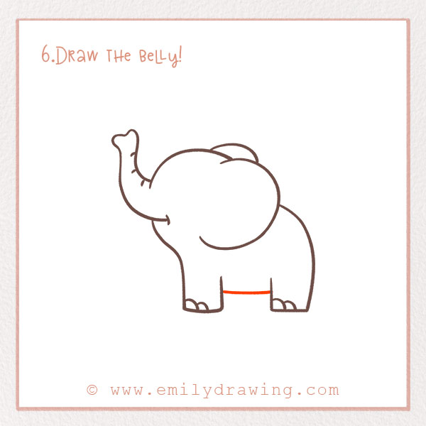 How to Draw an Elephant - Step 6 – Draw the belly!