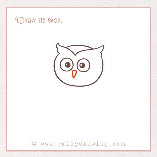 How to Draw an Owl - Step 4 – Draw its beak.