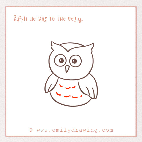 How to Draw an Owl - Step 8 – Add details to the belly.