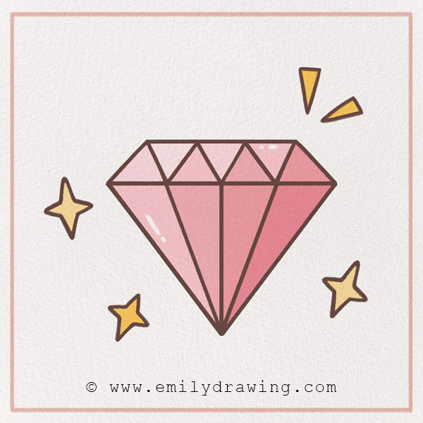 How to Draw a Diamond - Step 10 –  Color in your brand-new gem!