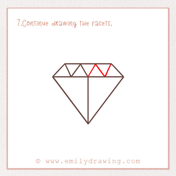 How to Draw a Diamond - Step 7 –  Continue drawing the facets.