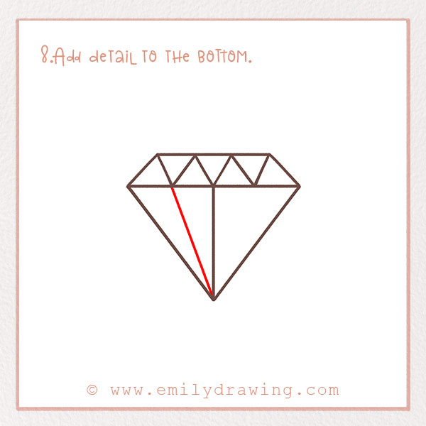 How to Draw a Diamond - Step 8 – Add detail to the bottom.