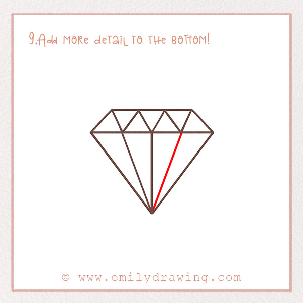 How to Draw a Diamond - Step 9 – Add more detail to the bottom!