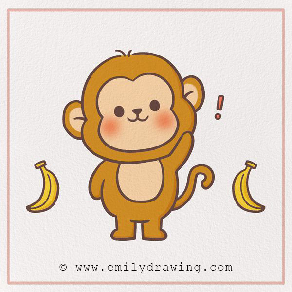 How to Draw a Monkey - Step 10 –  Color in your monkey!