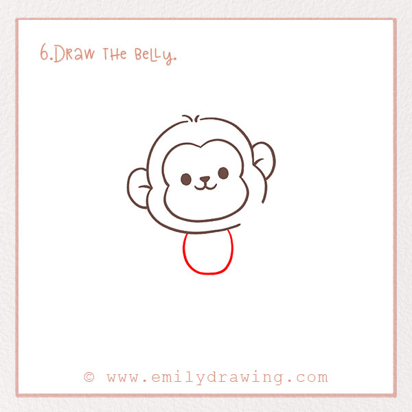 How to Draw a Monkey - Step 6 – Draw the belly.