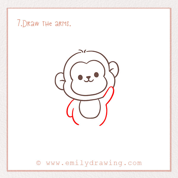 How to Draw a Monkey - Step 7 –  Draw the arms.