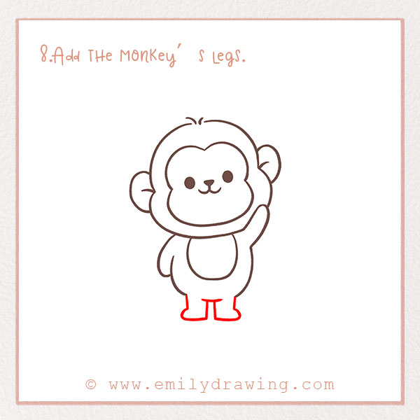 How to Draw a Monkey - Step 8 – Add the monkey’s legs.