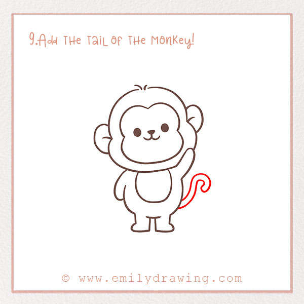 How to Draw a Monkey - Step 9 – Add the tail of the monkey!