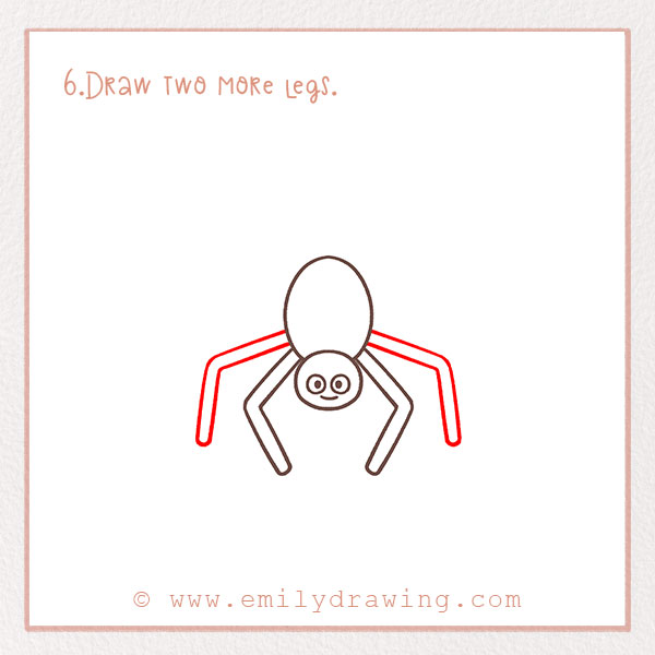 How to Draw a Spider - Step 6 – Draw two more legs.