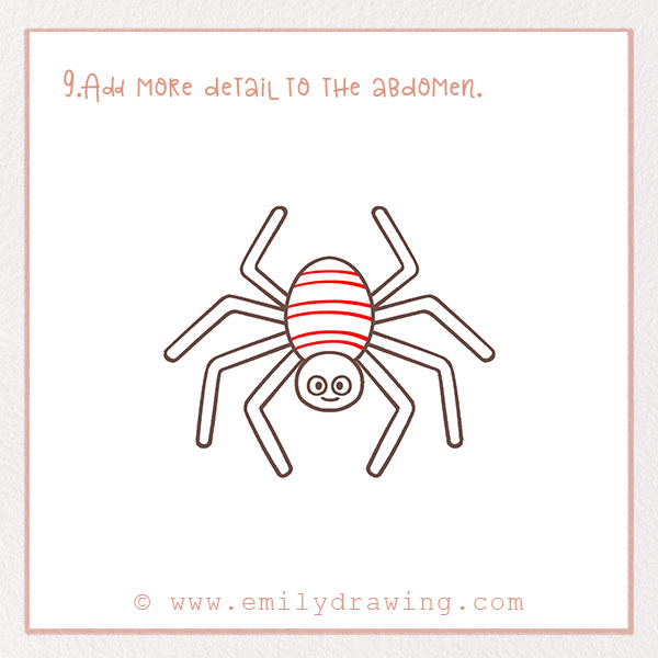 How to Draw a Spider - Step 9 – Add more detail to the abdomen.