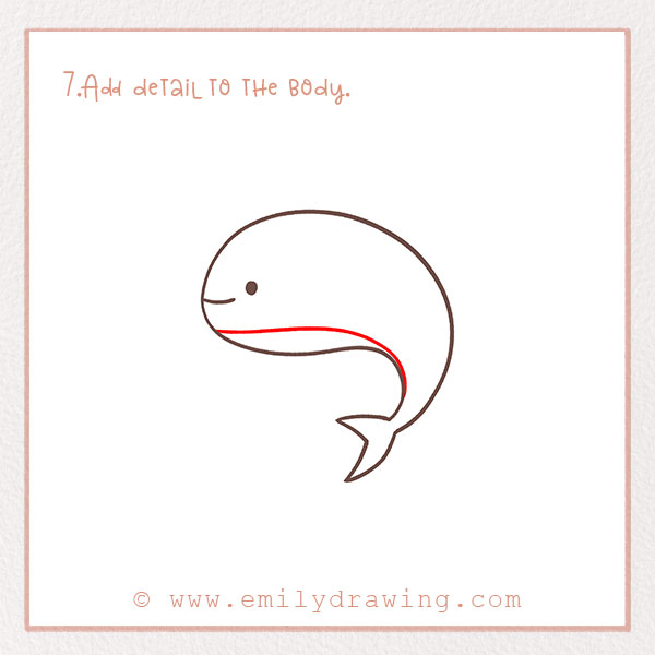 How to Draw a Whale - Step 7 – Add detail to the body.