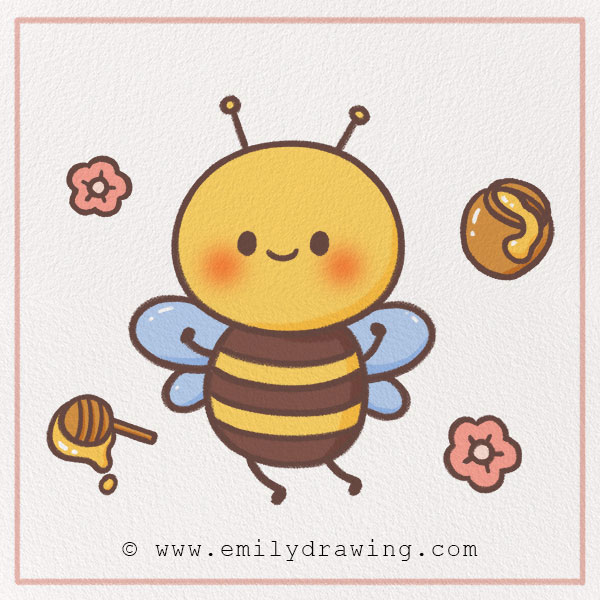 How to Draw a Bee - Step 10 – Color in your bee!