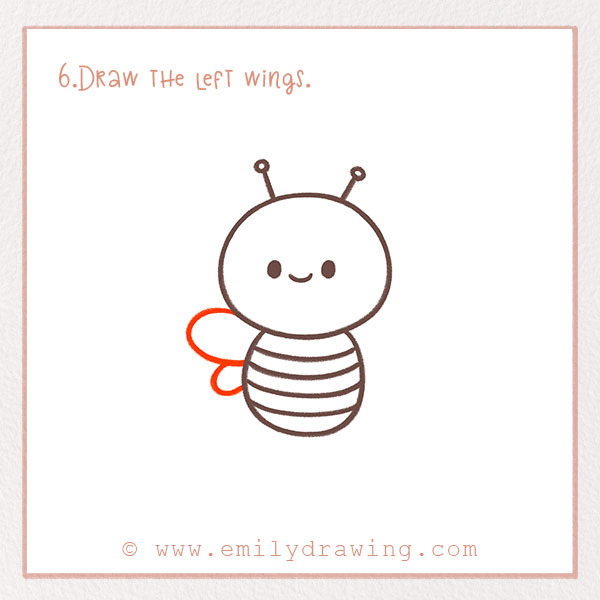 How to Draw a Bee - Step 6 – Draw the left wings.