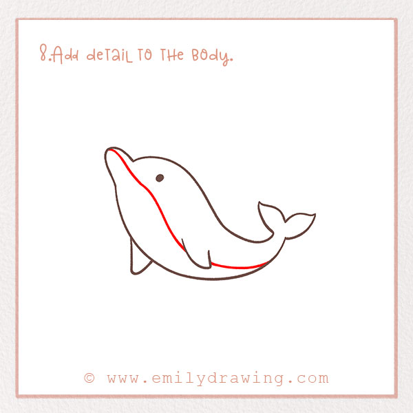 How to Draw a dolphin - Step 8 – Add detail to the body.