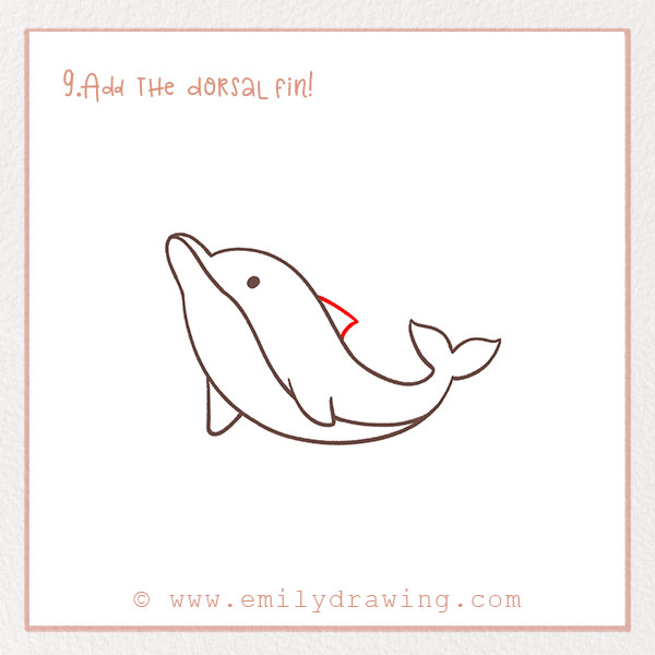 How to Draw a dolphin - Step 9 – Add the dorsal fin!