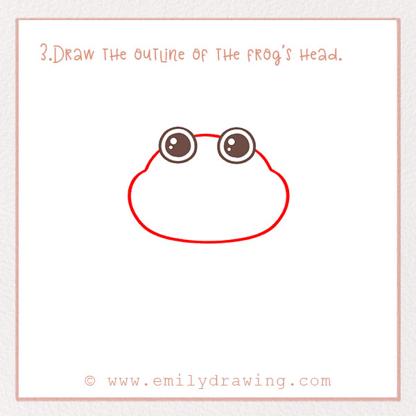 How to Draw a Frog - Step 3 – Draw the outline of the frog's head.