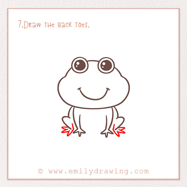 How to Draw a Frog - Step 7 – Draw the back toes.