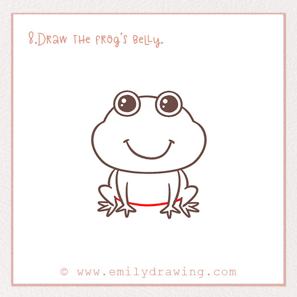 How to Draw a Frog - Step 8 – Draw the frog's belly.