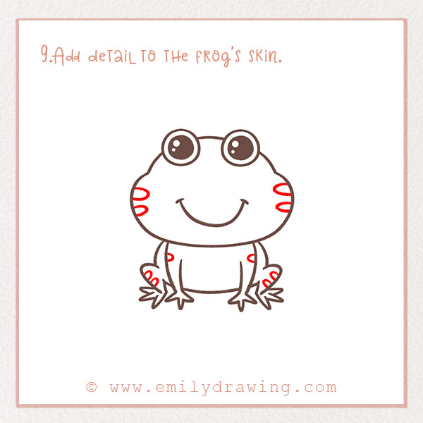 How to Draw a Frog - Step 9 – Add detail to the frog's skin.