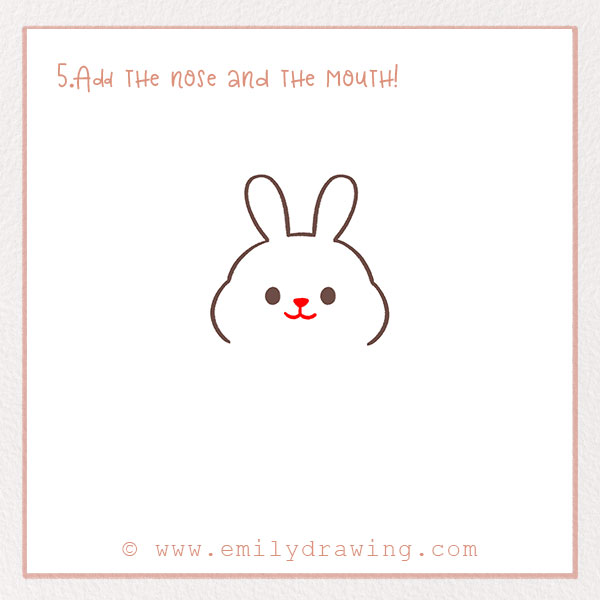 How to Draw a Bunny - Step 5 – Add the nose and the mouth!