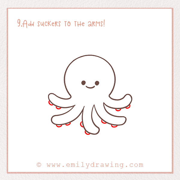 How to Draw an Octopus - Step 9 – Add suckers to the arms!