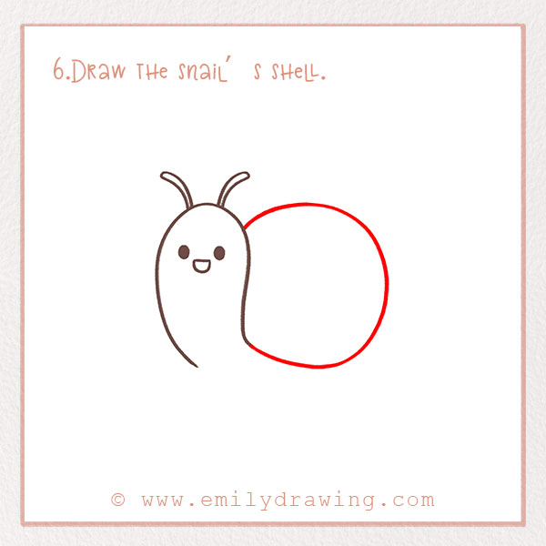 How to Draw a Snail - Step 6 – Draw the snail’s shell.