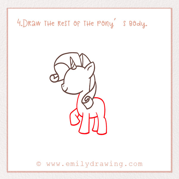 How to Draw a My Little Pony - Step 4  – Draw the rest of the pony’s body.