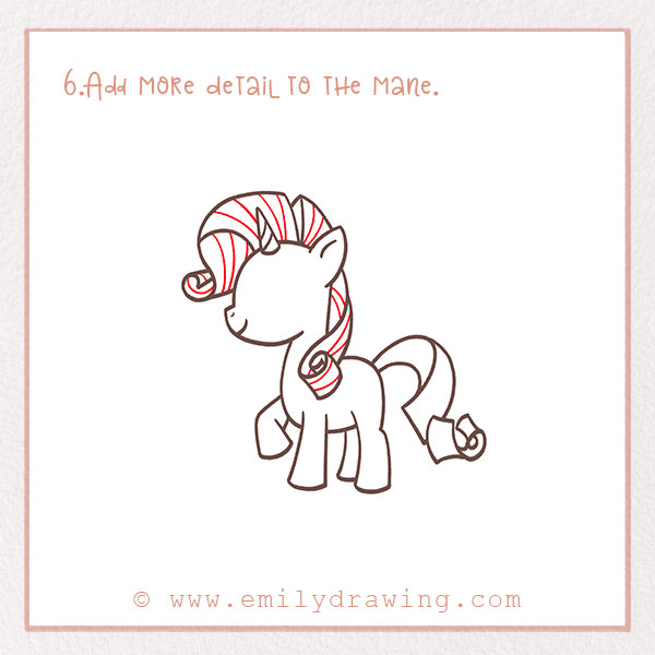 How to Draw a My Little Pony - Step 6 – Add more detail to the mane.