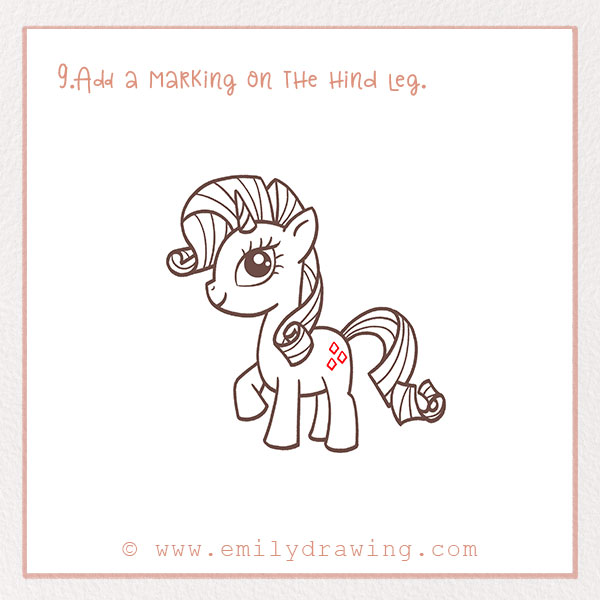 How to Draw a My Little Pony - Step 9 – Add a marking on the hind leg.