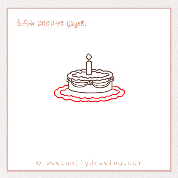 How to Draw a Birthday Cake - Step 6 – Add another layer.